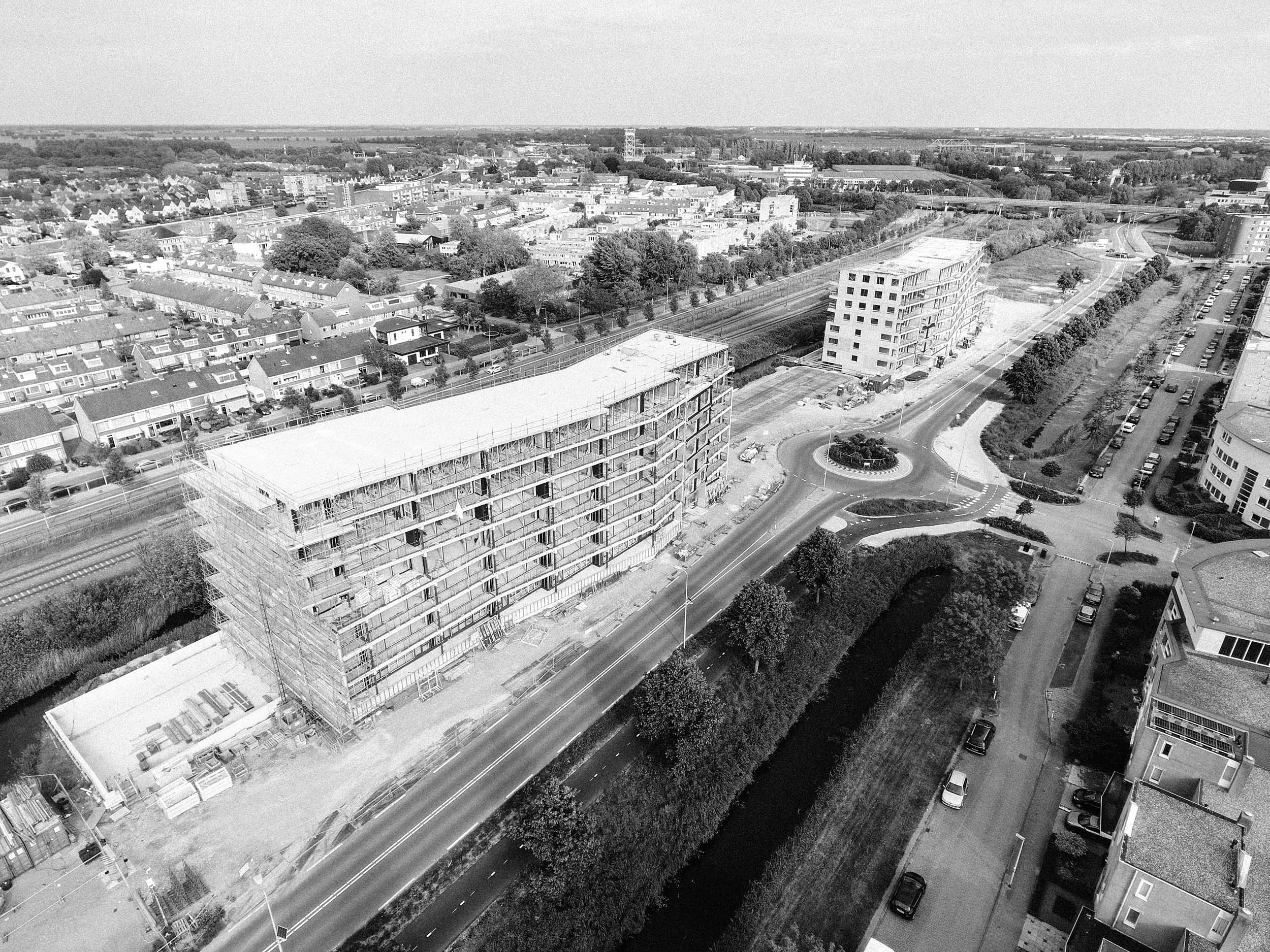 Een drone foto van een werklocatie van MBS Groep