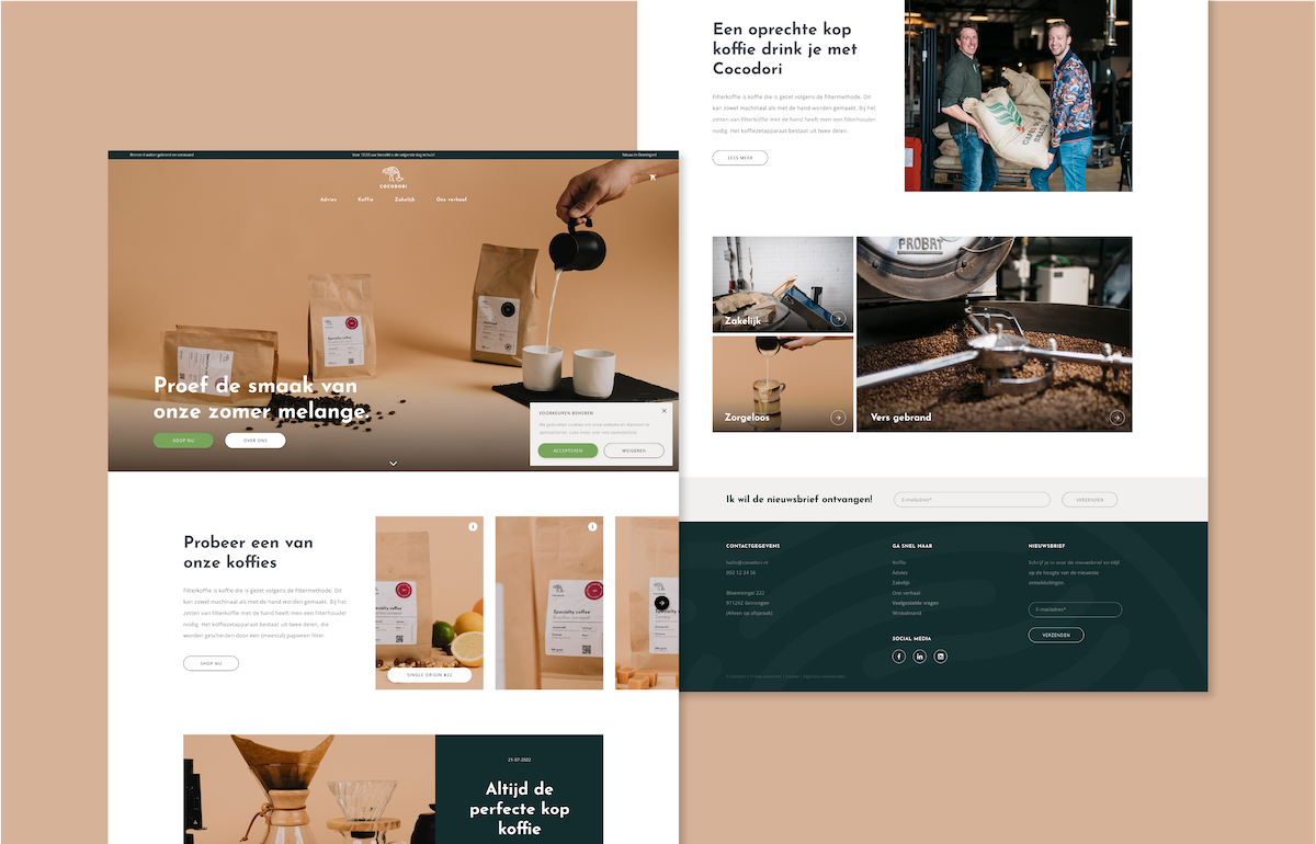 Website-ontwerp voor Cocodori door creatief bureau Publiek