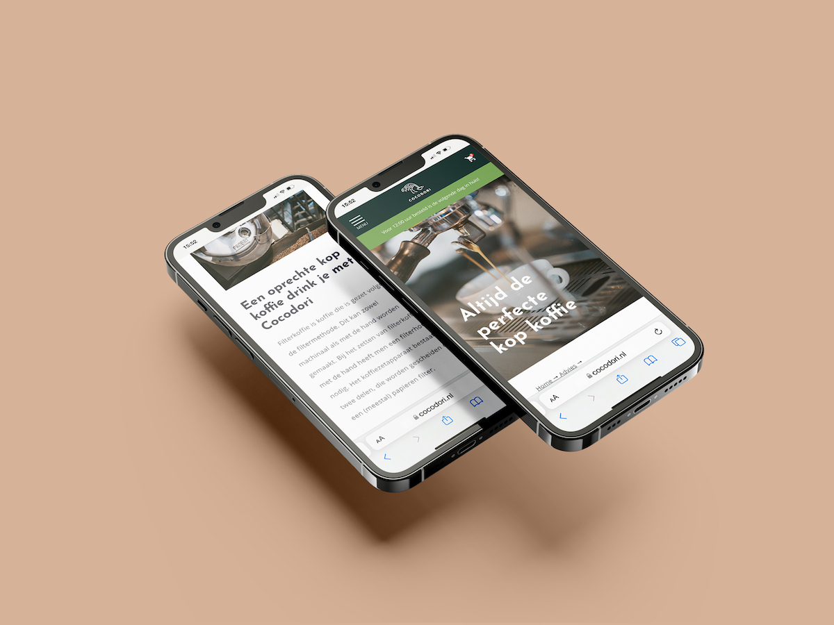 Mobiel website-ontwerp voor Cocodori door creatief bureau Publiek